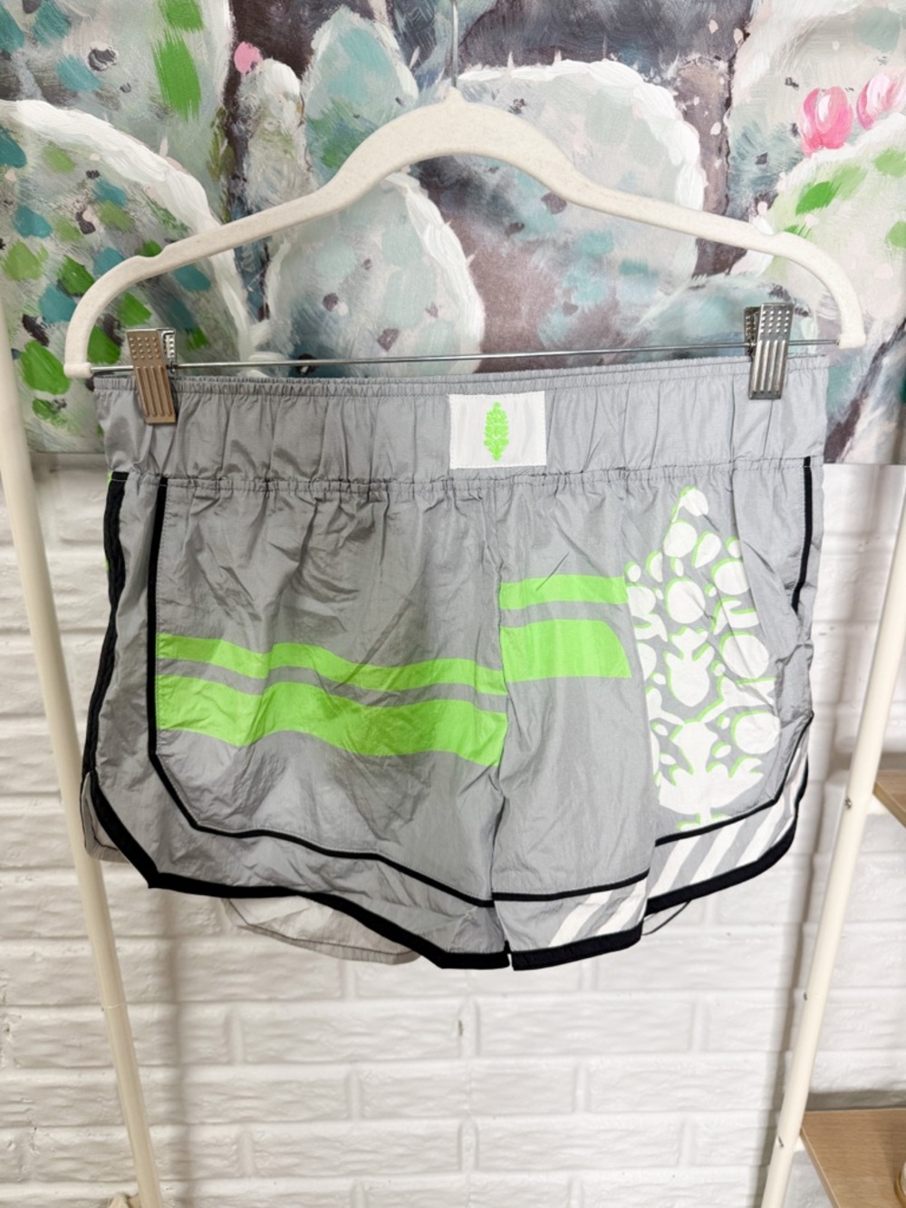 Free People Movement New Varsity Blues Shorts Grey Green